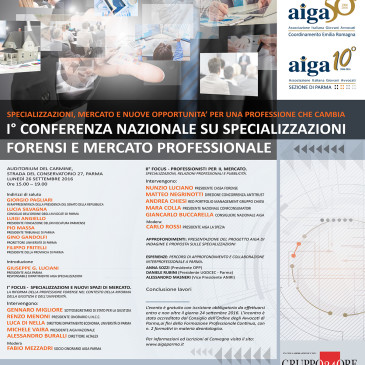 SPECIALIZZAZIONI, MERCATO E NUOVE OPPORTUNITÀ PER UNA PROFESSIONE CHE CAMBIA – I° CONFERENZA NAZIONALE SU SPECIALIZZAZIONI E MERCATO PROFESSIONALE